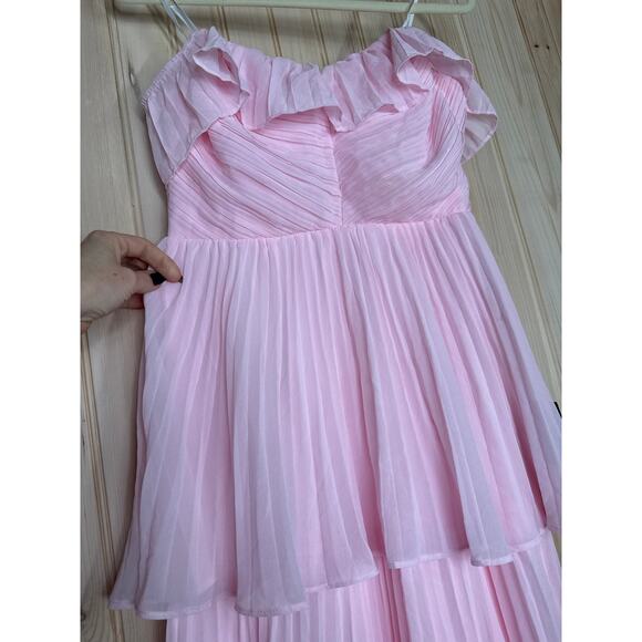 NWT Lulus Always Remarkable Pink Pleated Off-the-Shoulder Maxi Dress Banquet M - Picture 7 of 8